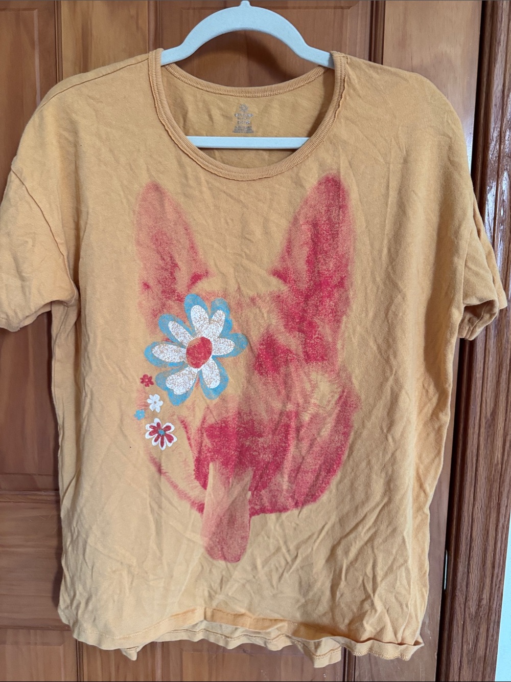 Kids Short Sleeve Graphic Tee in Mustard with Pink Accent